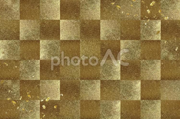 金の市松模様の背景素材 金箔,金屏風,金の写真素材