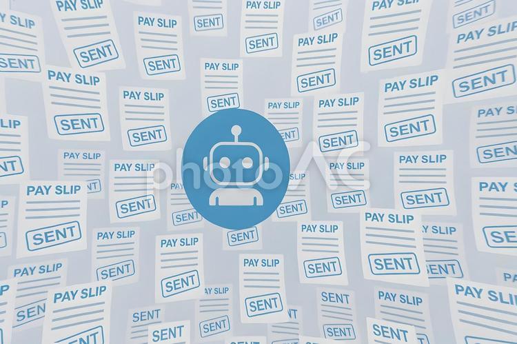 給与明細自動送付 給与明細,自動配信,送信完了の写真素材