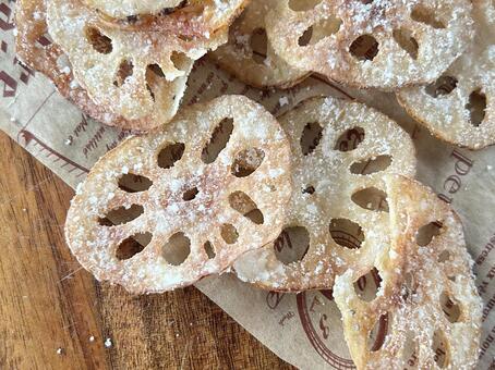 レンコンチップス レンコン,レンコンチップス,おやつの写真素材