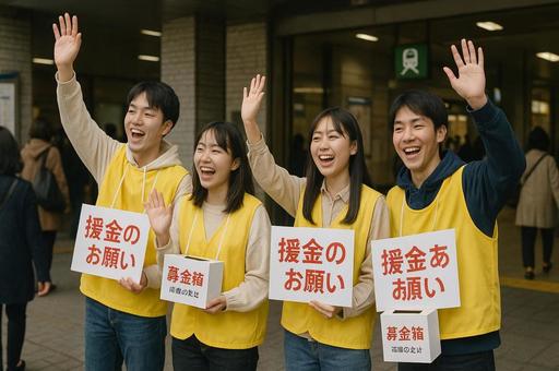 募金活動を呼びかける援金 募金活動を呼びかける援金の写真