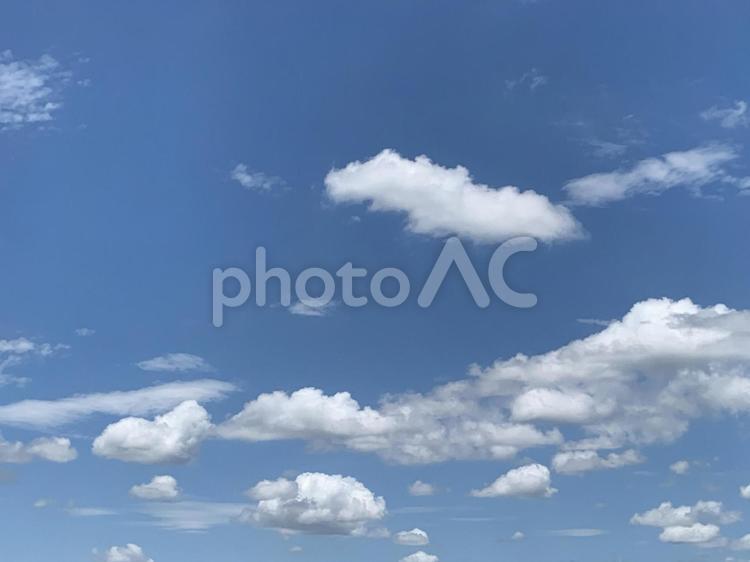 空　青空　曇　景色　素材　ふわふわ 秋空,テクスチャ,自然の写真素材