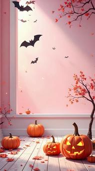 ハロウィン淡いカラーのジャックオランタン ハロウィン淡いカラーのジャックオランタンの写真
