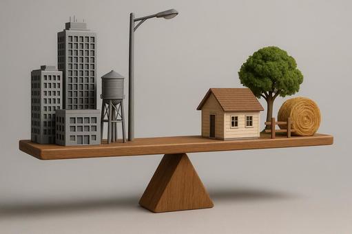 都市と田舎のバランス 都市と田舎のバランスの写真