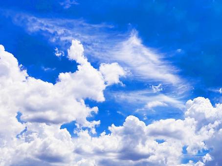 夏空 夏空 夏空,雲,白の写真素材
