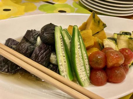 Photo, summer vegetables, okra, tomato, 