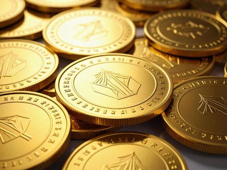 山積みされた金貨 山積みされた金貨の写真