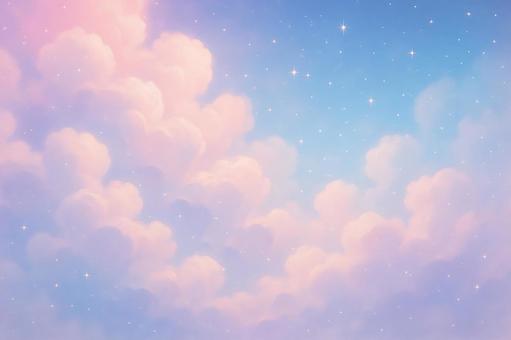 ピンクと青の柔らかな色彩が漂う夢幻雲景色 ピンクと青の柔らかな色彩が漂う夢幻雲景色の写真