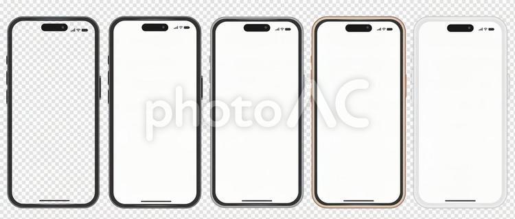 iPhone　色違い横並びシリーズ　２ スマートフォン,スマホ,モックアップの写真素材