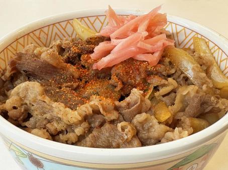 牛丼+紅しょうが 牛丼+紅しょうがの写真