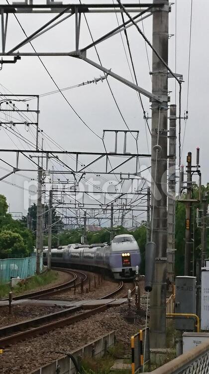 特急列車   スーパーあずさ あずさ,パワー,プラットフォームの写真素材