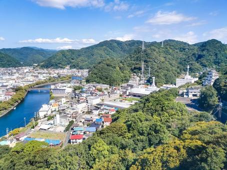 下田ロープウェイから眺める町並と稲生沢川 下田ロープウェイ,町並み,稲生沢川の写真素材