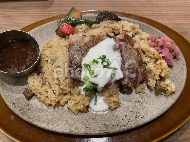 ステーキ ピラフ ステーキ,ピラフ,昼食の写真素材