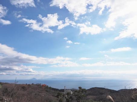 ススキのある風景 ススキのある風景 水,太陽,青の写真素材