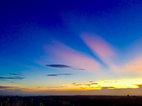 秋の夕焼け空 秋の夕焼け空の写真