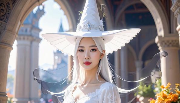 ハロウィン仮装 白い魔女 ハロウィン仮装 白い魔女の写真