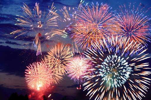 染上夏日的夜空, JPG 染上夏日的夜空, hanabi, fireworks, fireworks display, JPG