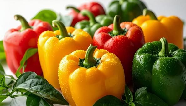 パプリカ 複数 白背景 緑黄色野菜 パプリカ 複数 白背景 緑黄色野菜の写真