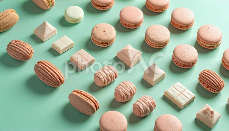 たくさんのおしゃれなピンク色のスイーツ ピンク色,スイーツ,デザートの写真素材