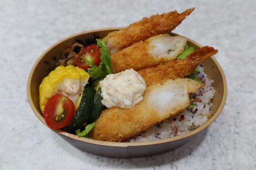 Fried shrimp lunch box, JPG Fried shrimp lunch box, JPG