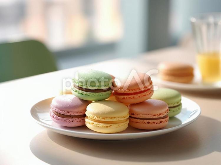 たくさんのマカロン ケーキ,カフェ,お茶会の写真素材