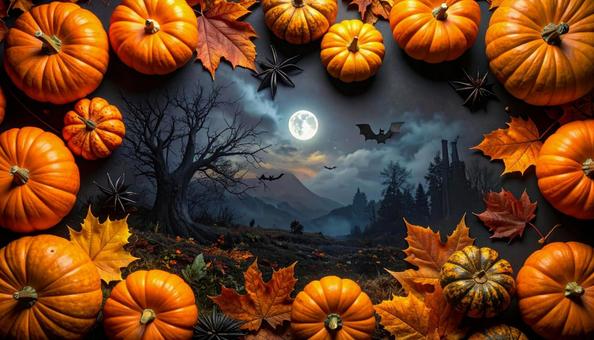 ハロウィンのカボチャと夜空の背景壁紙 ハロウィンのカボチャと夜空の背景壁紙の写真