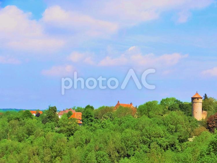 ブルク庭園からの眺望４　ローテンブルク５月 ドイツ,ローテンブルク,春の写真素材