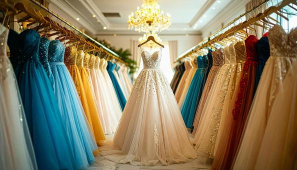 ドレスがかかる結婚式場のドレスルーム ドレスがかかる結婚式場のドレスルームの写真