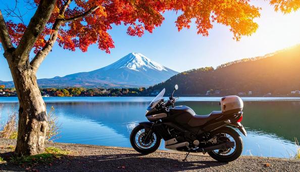 ツーリング中のバイク ツーリング中のバイクの写真