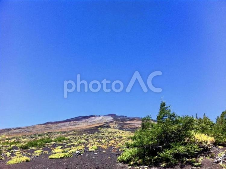 富士山五合目から富士登山 富士山,夏の富士山,富士登山の写真素材