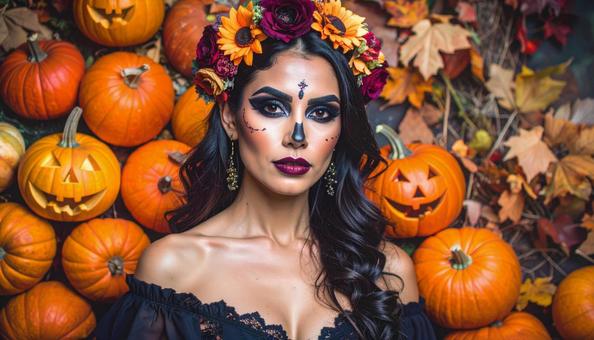 仮装する女性　ハロウィンイベントの写真