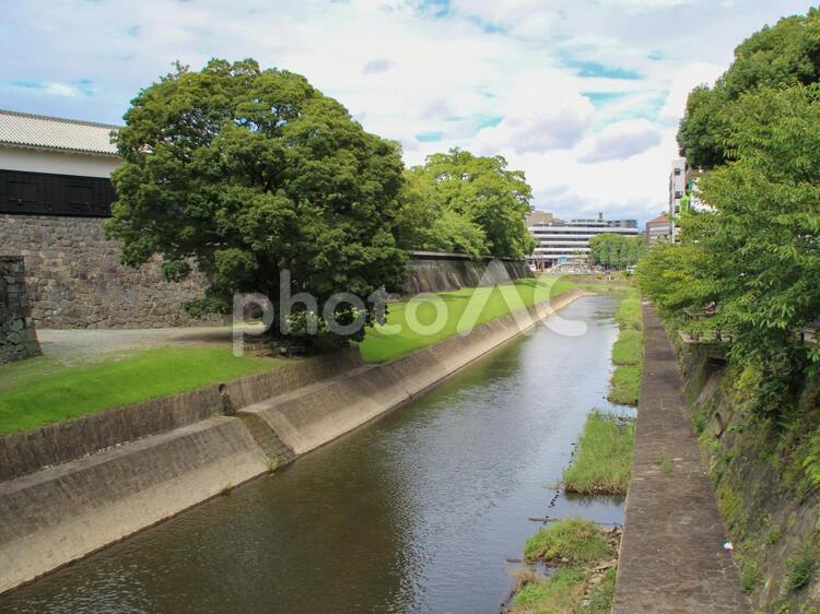 熊本城　堀 しろ,みず,城の写真素材