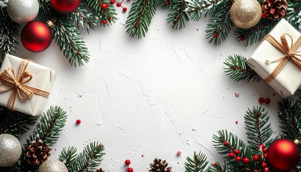 クリスマスをイメージした白背景 クリスマスをイメージした白背景の写真