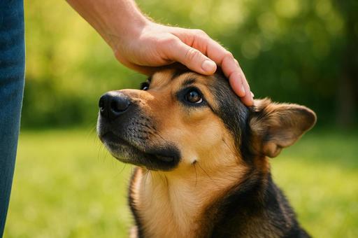 犬と飼い主の信頼関係 犬と飼い主の信頼関係の写真
