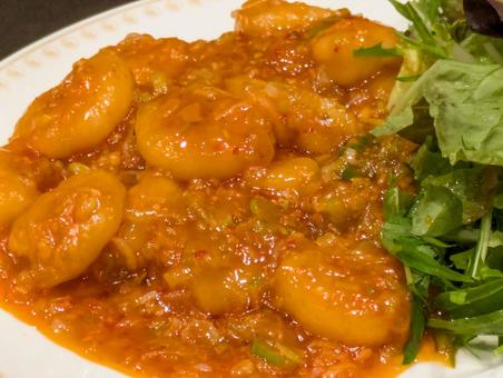 Photo, shrimp chili sauce, boiled shrimp with chili sauce, chili sauce, 