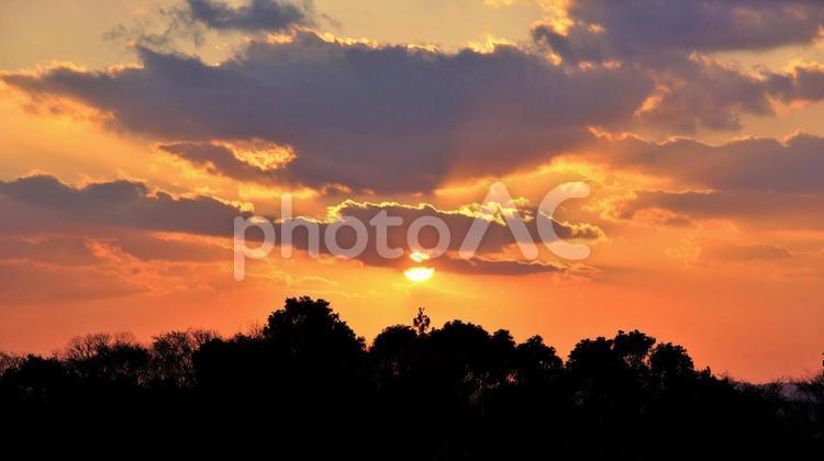 美しい夕焼。 自然,夕焼,シルエットの写真素材