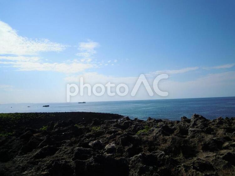 残波岬からの風景 岬,崖,景観の写真素材