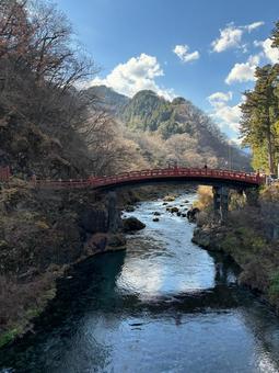 日光の神橋 日光,神橋,朱色の写真素材