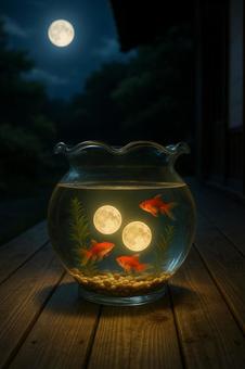 月と金魚 月と金魚の写真