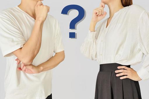 悩む、考える男女のイメージ 考える,悩む,相談の写真素材