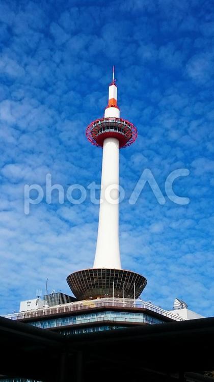 京都タワーとうろこ雲 京都タワー,京都府,タワーの写真素材