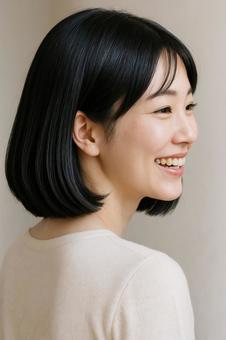 つやボブ美女の微笑み つやボブ美女の微笑みの写真