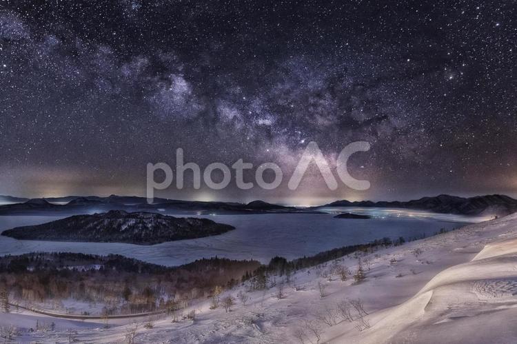北海道・美幌町 美幌峠の天の川 北海道,絶景,風景の写真素材
