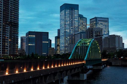 春海橋公園遊歩道のライトアップの写真