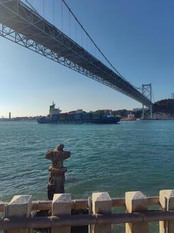 関門海峡 関門橋,海,風景の写真素材