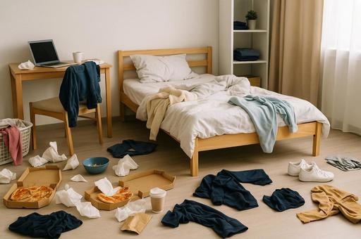 散らかった部屋の片付け 散らかった部屋の片付けの写真