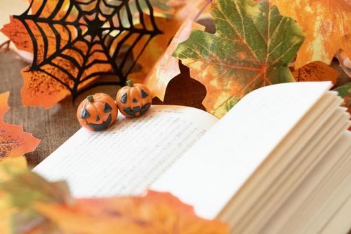 ハロウィンの飾りと本 ハロウィンの飾りと本 ハロウィン,読書の秋,かぼちゃの小物の写真素材