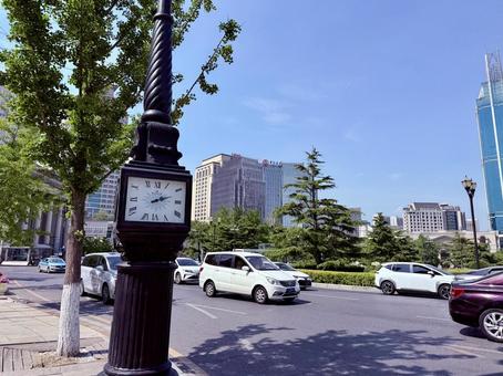 瀋陽の街中にある時計 中国,瀋陽,時計の写真素材