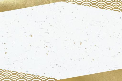 紙のテクスチャ（大礼紙金銀箔+金青海波） 和紙,金色,白の写真素材