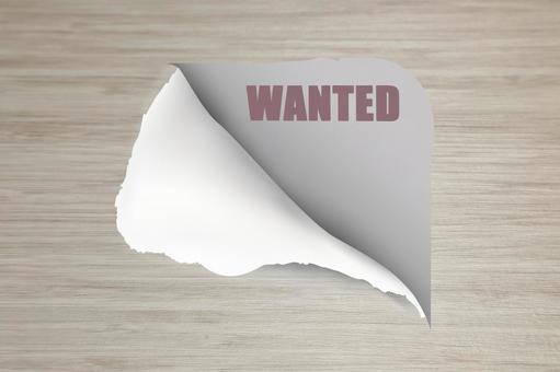 破られたシートとWANTEDの文字素材 人材募集,wanted,求人の写真素材