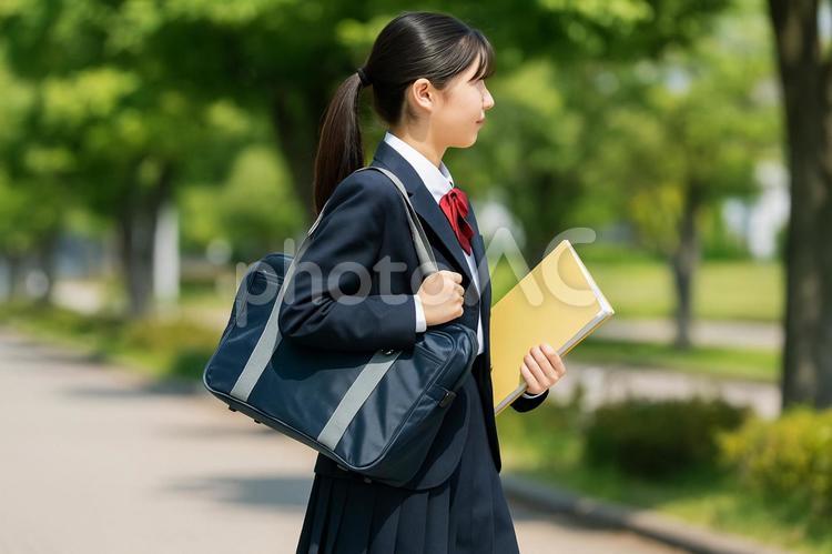 登校する高校生 高校生,制服,学生生活の写真素材